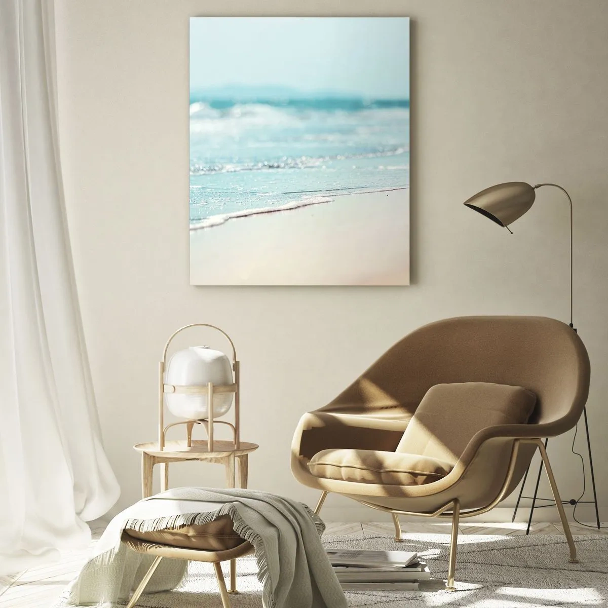 Quadro su vetro - Dolci onde dell'oceano su una spiaggia sabbiosa - 80x120cm - Calore e rumore - Decorazione murale moderna per soggiorno e camera da letto ARTTOR