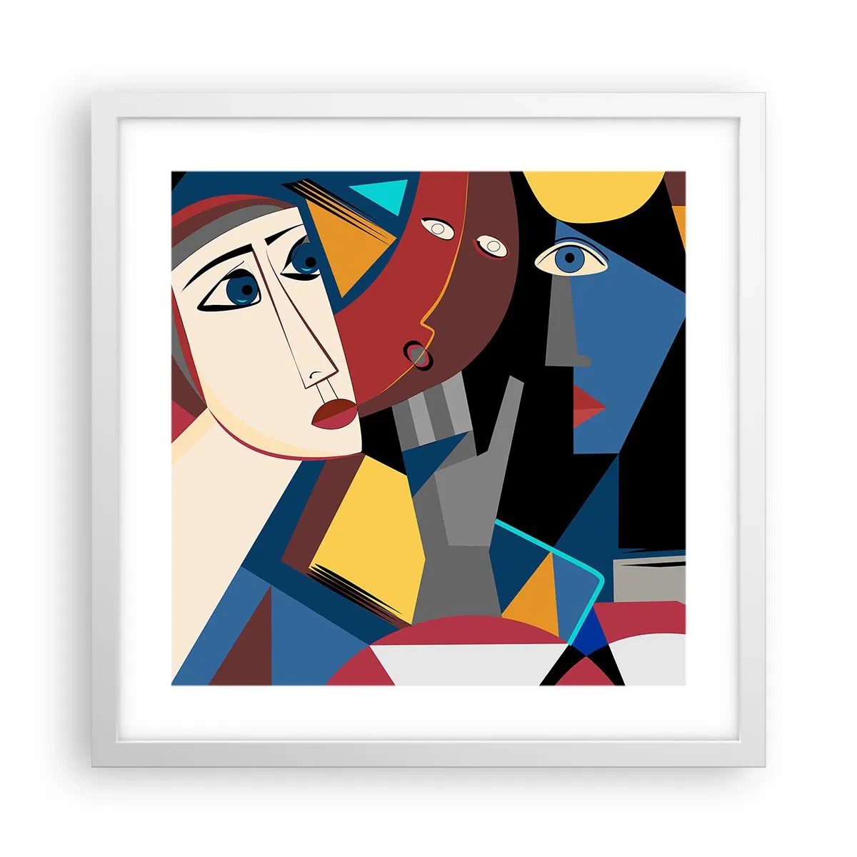 Poster in cornice bianca - Dialogo di cubisti - 40x40 cm