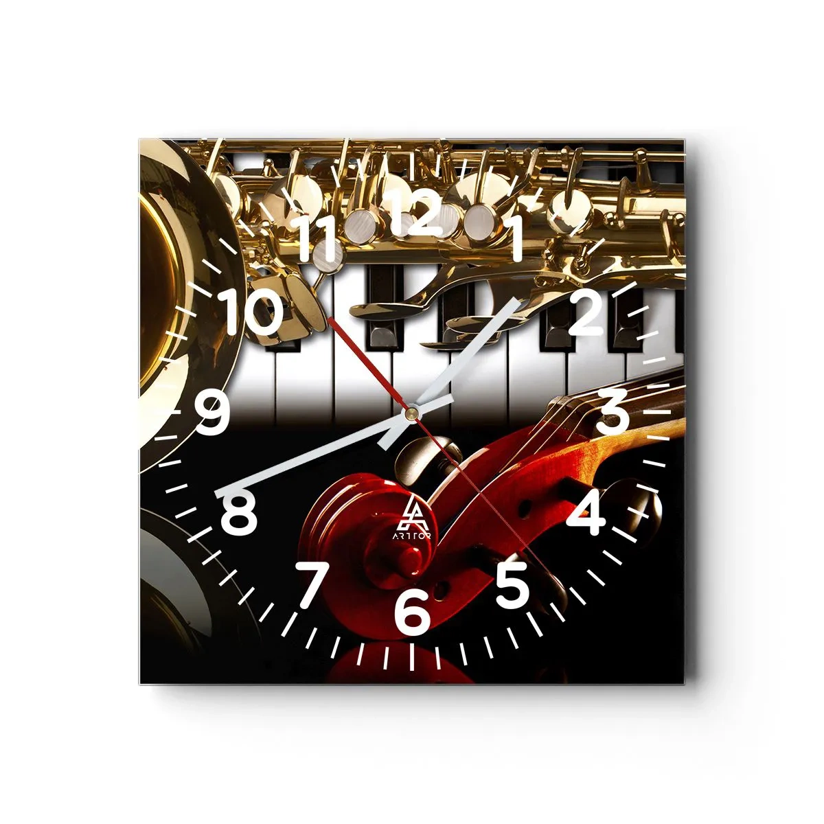 Orologio da parete - Orologio in Vetro - Metallo, legno e avorio - 40x40 cm