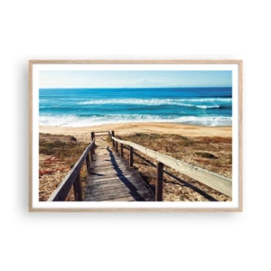 Poster in cornice rovere chiaro - Corri! - 100x70 cm