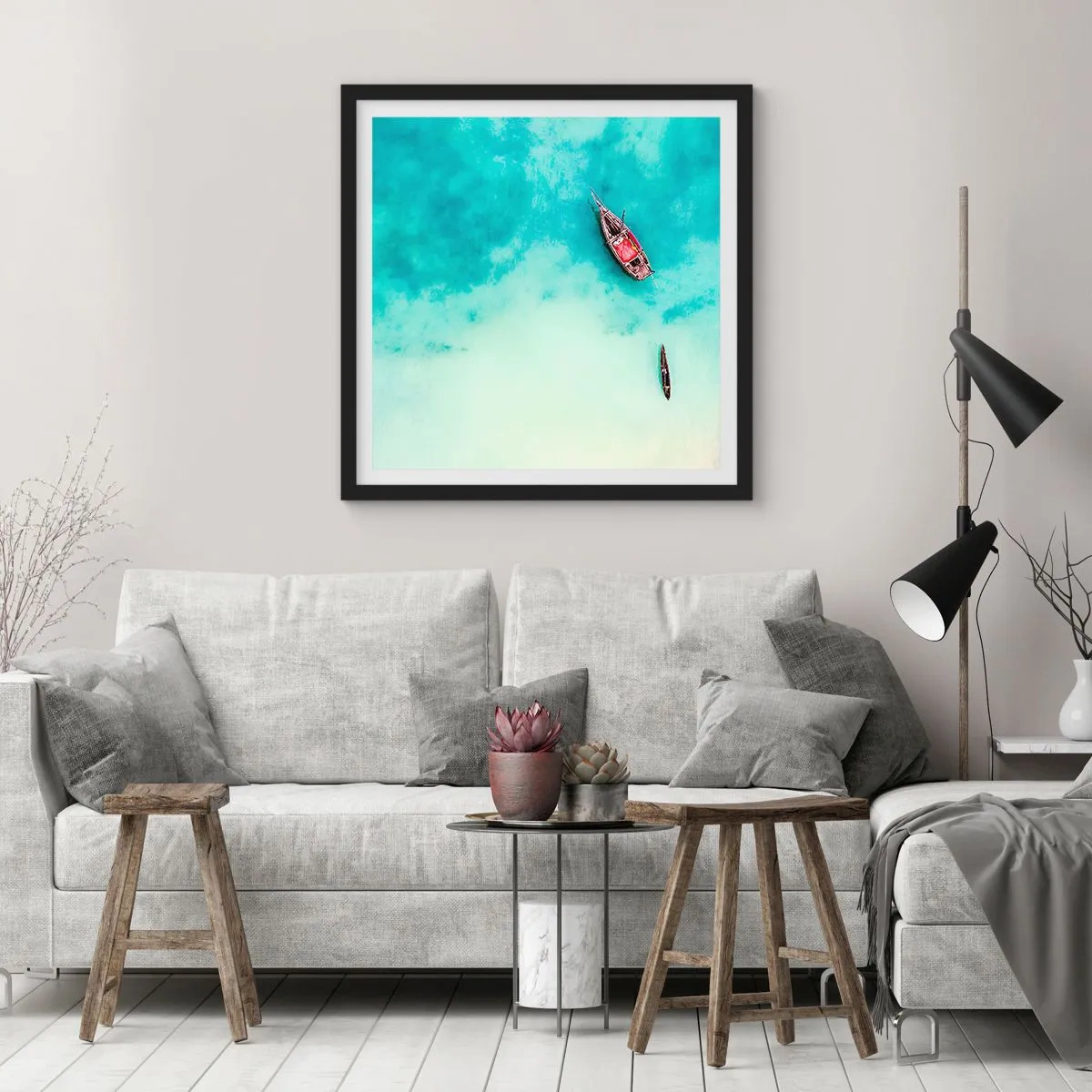 Poster in cornice nera - Nelle spiagge di Zanzibar, quando c'è troppa acqua... - 40x40 cm