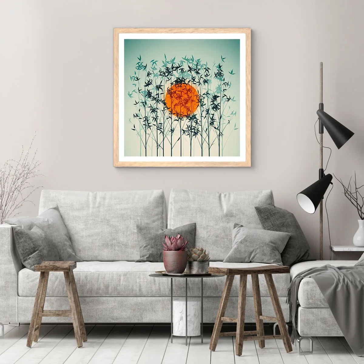 Poster in cornice rovere chiaro - Sole giapponese - 30x30 cm