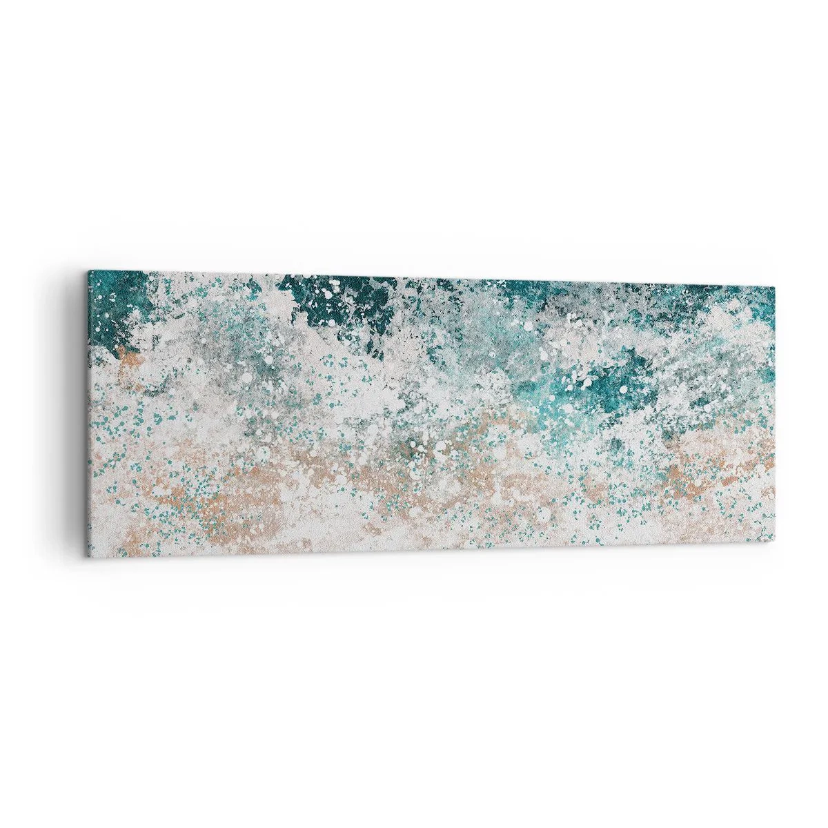 Quadro su tela - Stampe su Tela - Onda marina astratta nelle tonalità turchese e beige - 140x50cm - Storie di mare - Decorazione murale moderna per soggiorno e camera da letto ARTTOR