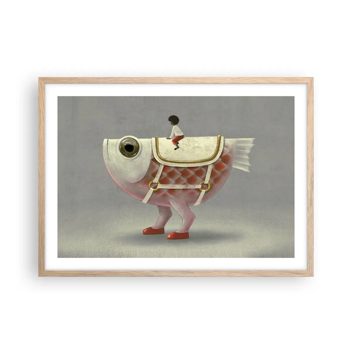 Poster in cornice rovere chiaro - Il cavaliere del pesce - 70x50 cm