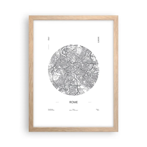 Poster in cornice rovere chiaro - Anatomia di Roma - 30x40 cm