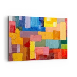 Quadro su tela - Stampe su Tela - Rettangoli astratti colorati in diverse tonalità - 120x80cm - Ognuno diverso, tutti colorati - Decorazione murale moderna per soggiorno e camera da letto ARTTOR