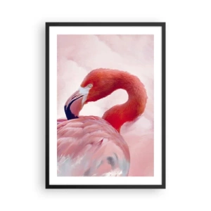 Poster in cornice nera - Fenicottero rosa su sfondo chiaro - 50x70cm - Bellezza alata - Decorazione murale moderna per soggiorno e camera da letto ARTTOR