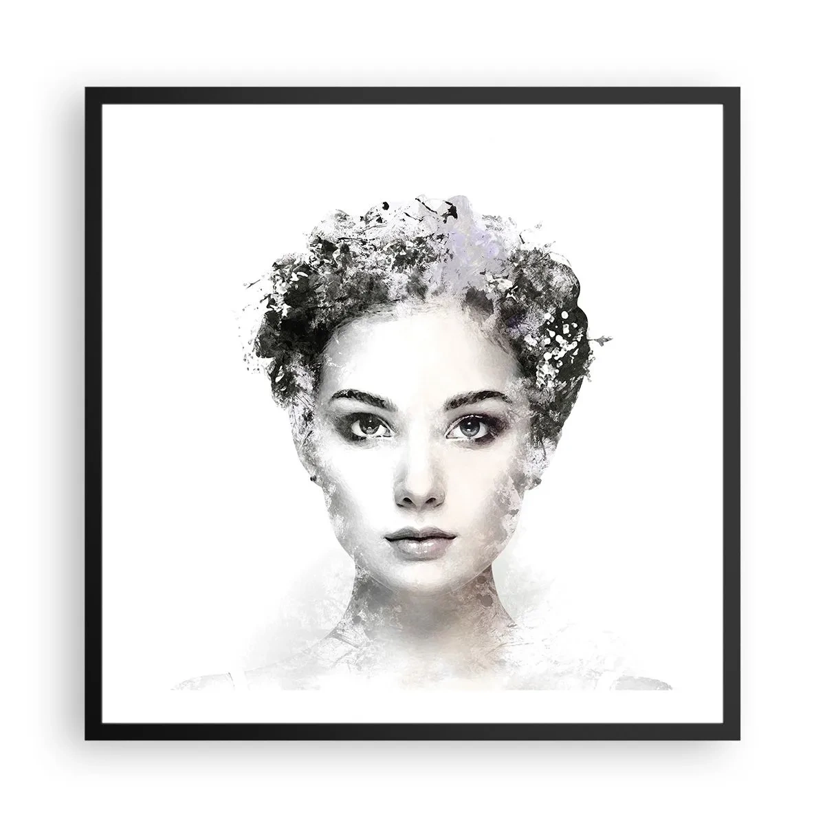 Poster in cornice nera - Ritratto estremamente alla moda - 60x60 cm