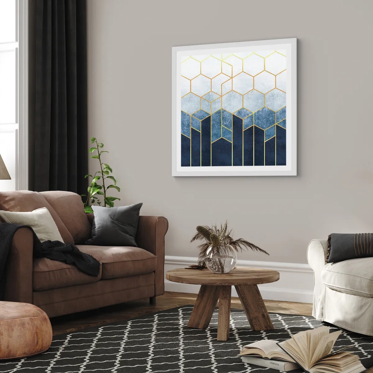 Poster in cornice bianca - Composizione a ritmo sincopato - 50x50 cm