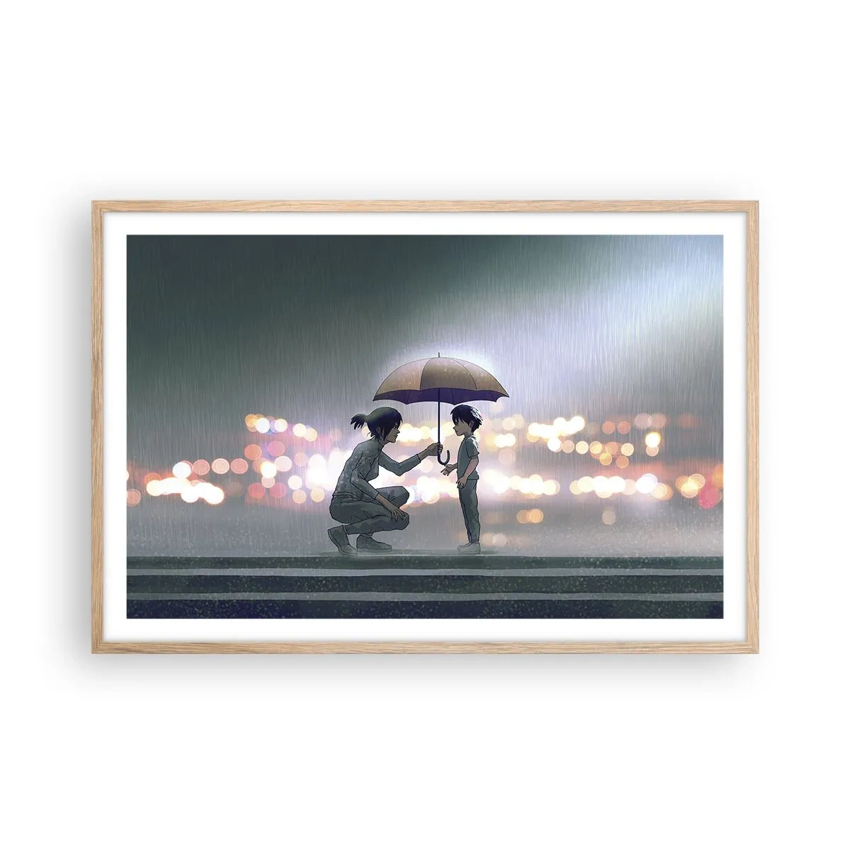 Poster in cornice rovere chiaro - E già tutto va bene - 91x61 cm