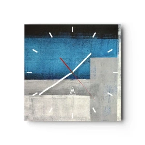 Orologio da parete - Orologio in Vetro - Composizione poetica in grigio e blu - 40x40 cm