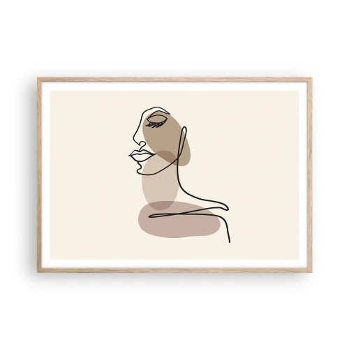 Poster in cornice rovere chiaro - Ascoltando se stessa - 100x70 cm