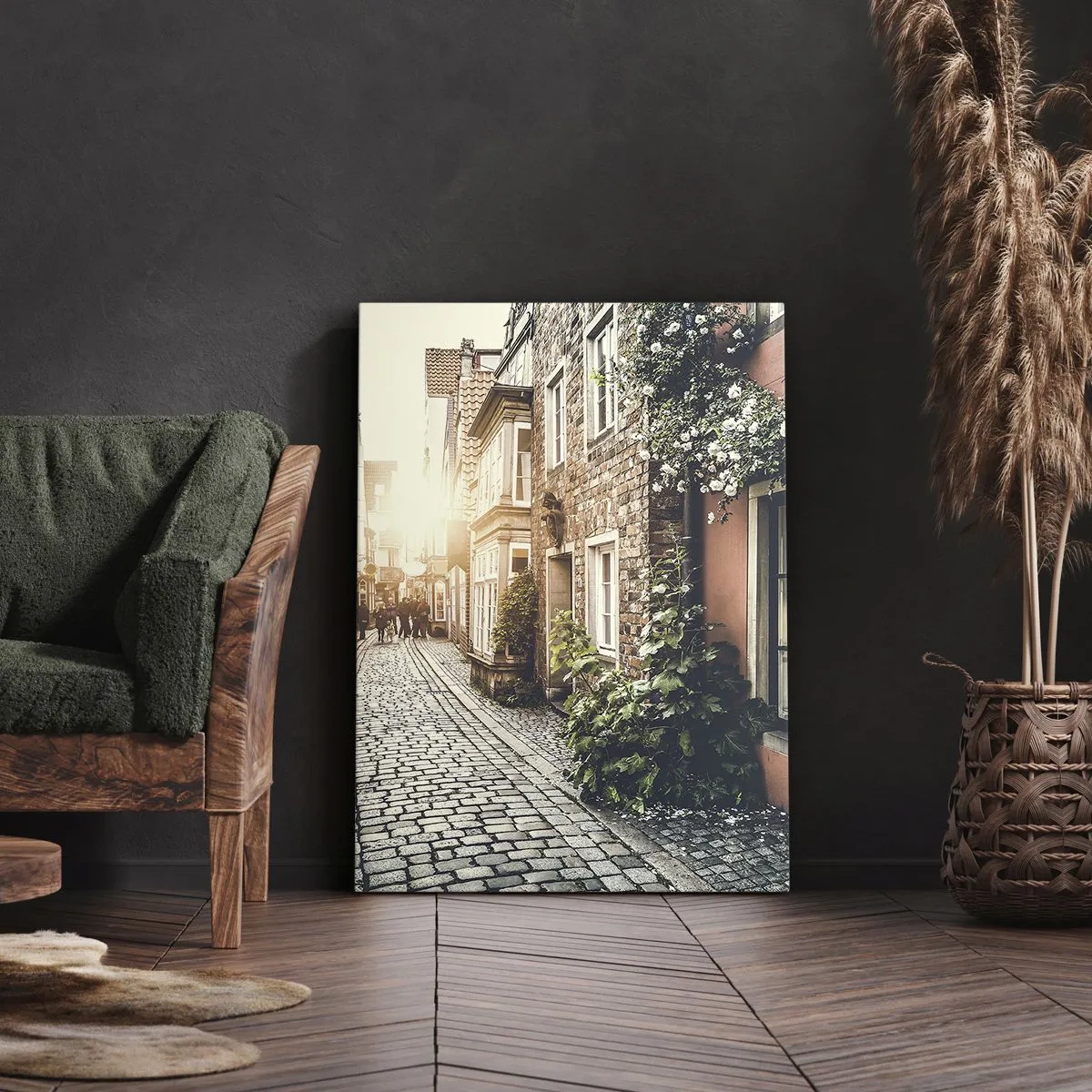 Quadro su tela - Stampe su Tela - L'angolo delle rose nella luce rosata - 65x120 cm