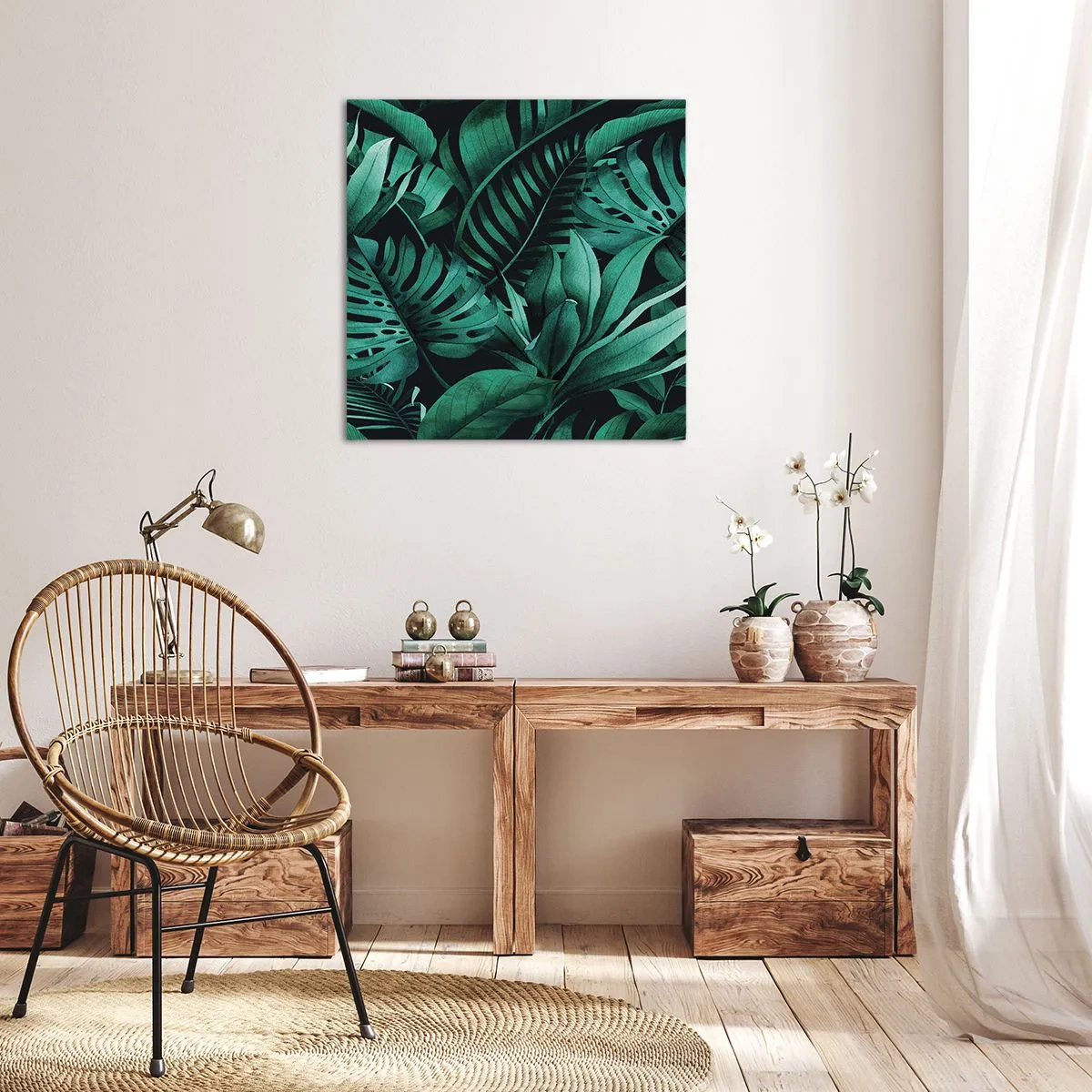 Quadro su tela - Stampe su Tela - Dal profondo del verde tropicale - 30x30 cm