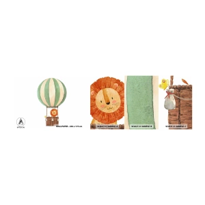 Campione di Fotomurale Adesivo Deluxe Sticker - I viaggi del leone - Palloncino, Leone, Bambini - 100x30 cm