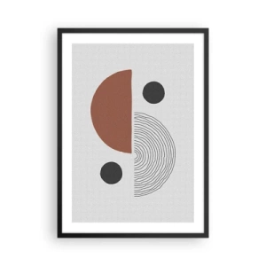 Poster in cornice nera - Composizione geometrica astratta in colori caldi - 50x70cm - La perfezione del cerchio - Decorazione murale moderna per soggiorno e camera da letto ARTTOR