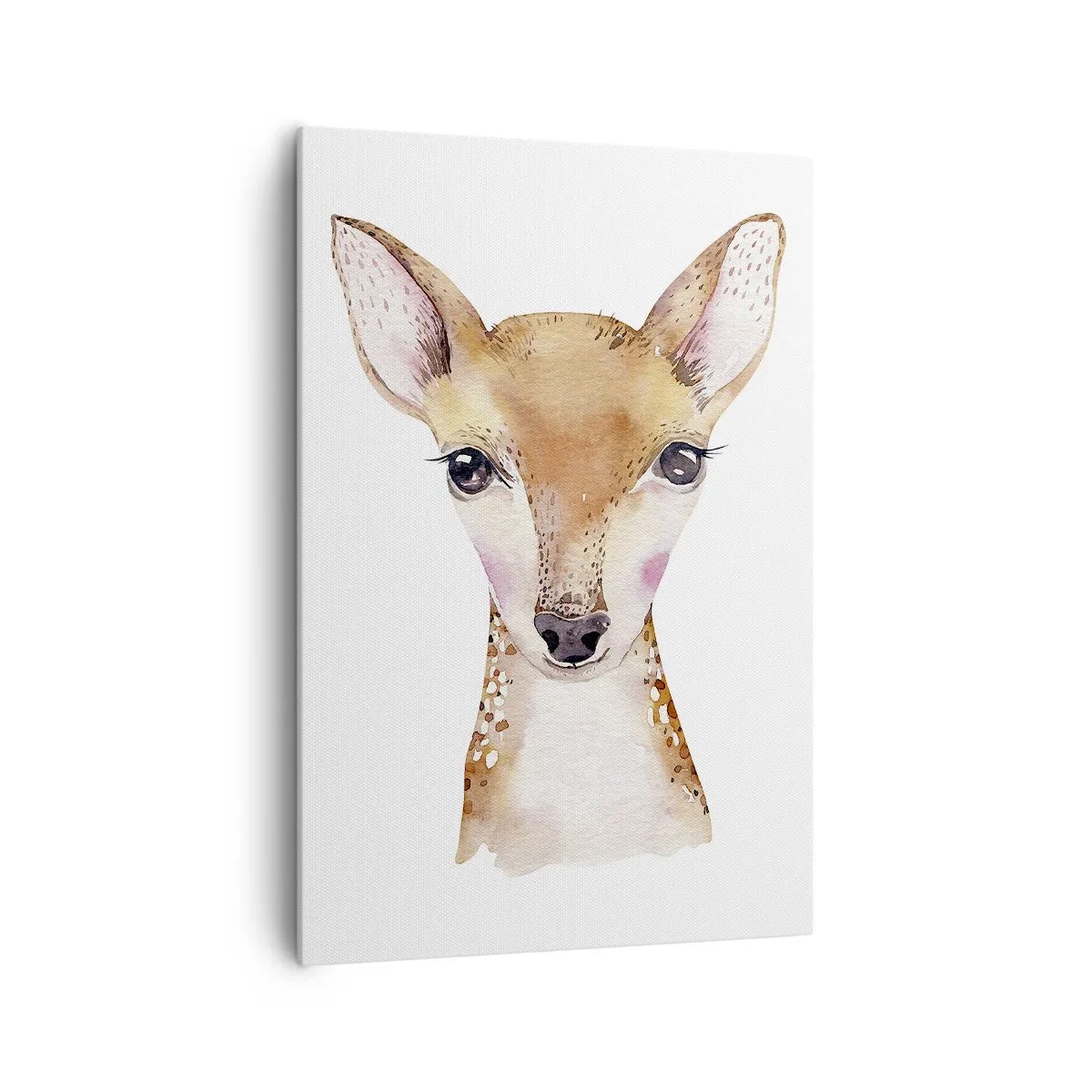 Quadro su tela - Stampe su Tela - Ritratto ad acquerello di un giovane capriolo su sfondo bianco - 70x100cm - La natura dell'innocenza - Decorazione murale moderna per soggiorno e camera da letto ARTTOR