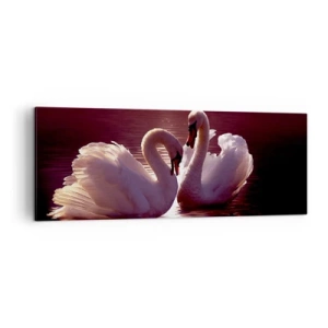 Quadro su tela - Stampe su Tela - Due cigni su un lago calmo al tramonto - 140x50cm - Finché la morte non ci separi - Decorazione murale moderna per soggiorno e camera da letto ARTTOR