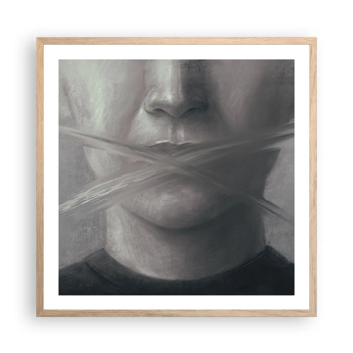 Poster in cornice rovere chiaro - Neanche una parola - 60x60 cm