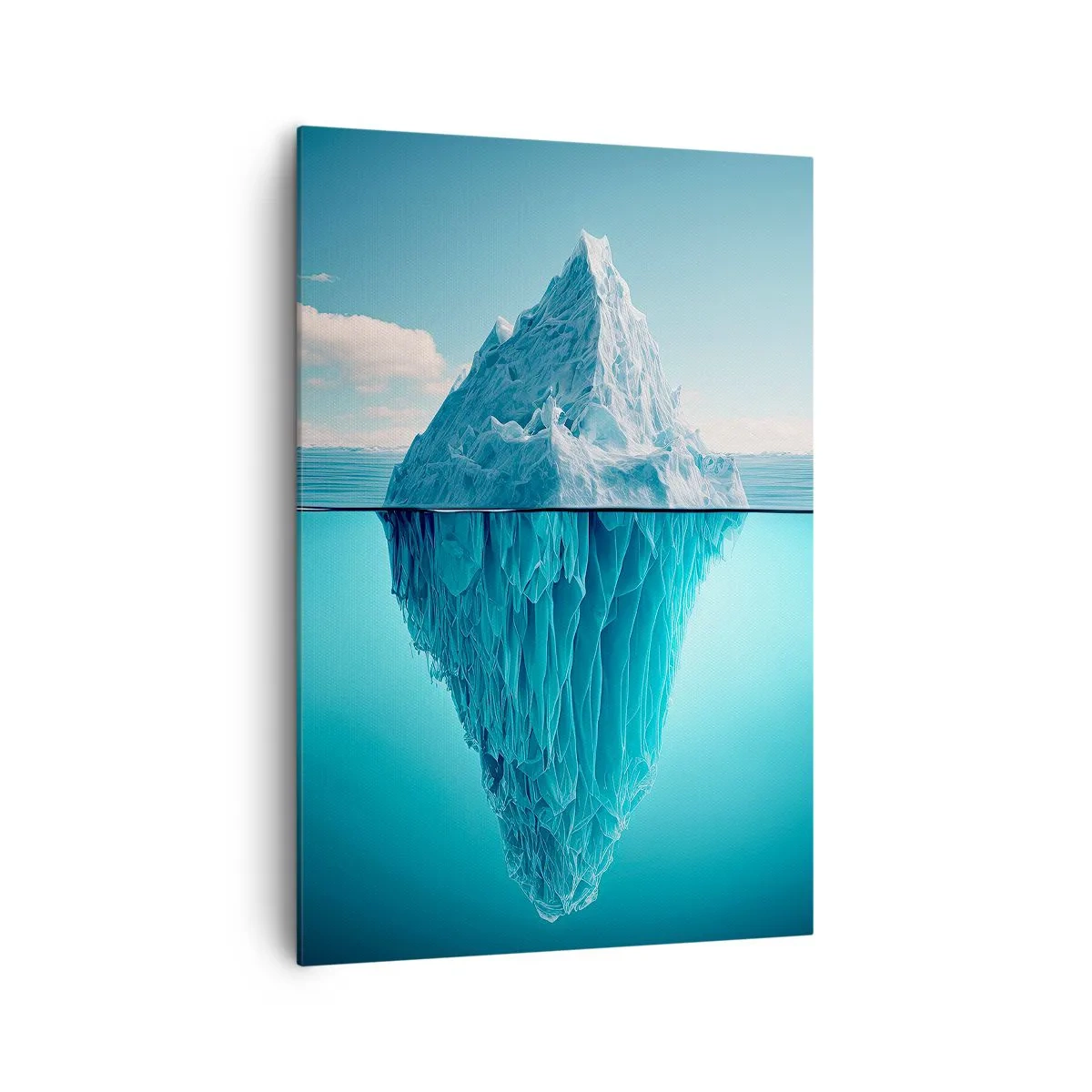 Quadro su tela - Stampe su Tela - Un iceberg visibile sopra e sotto la superficie dell'acqua - 70x100cm - Il re del ghiaccio - Decorazione murale moderna per soggiorno e camera da letto ARTTOR