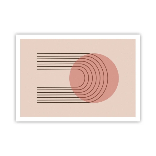 Poster - Motivo astratto con cerchio rosa e linee - 100x70cm - Attrazione irresistibile - Decorazione murale moderna per soggiorno e camera da letto ARTTOR