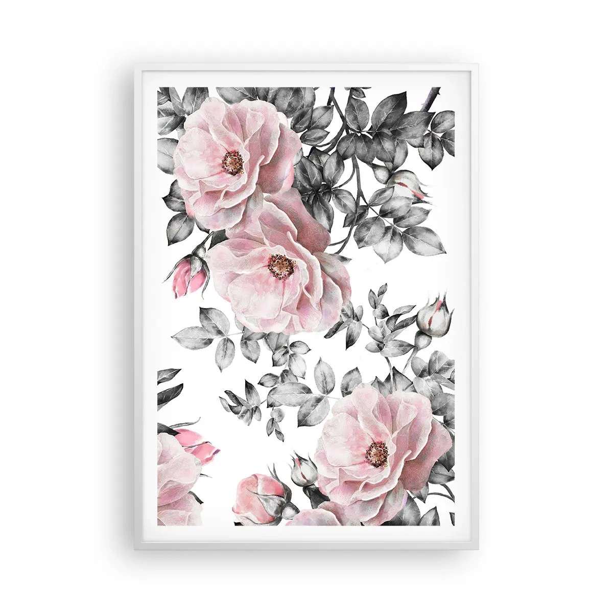 Poster in cornice bianca - Perdersi tra le rose - 70x100 cm