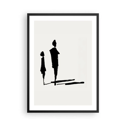 Poster in cornice nera - Silhouette di due figure in nero su sfondo chiaro - 50x70cm - Sicuramente insieme? - Decorazione murale moderna per soggiorno e camera da letto ARTTOR