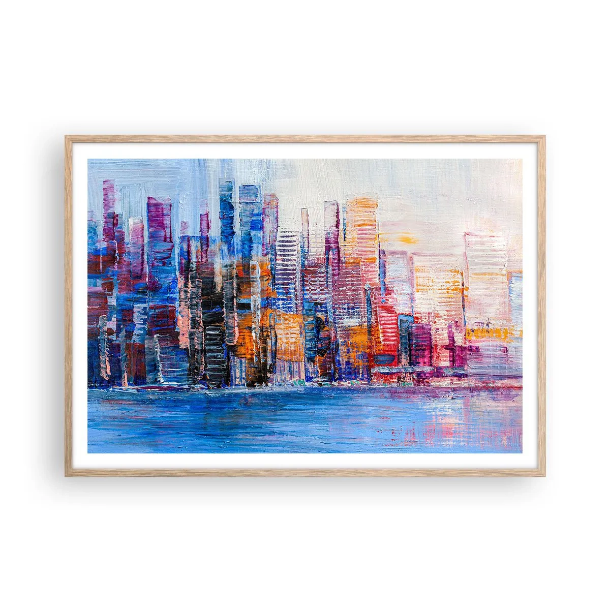 Poster in cornice rovere chiaro - Metropoli gioiosa - 100x70 cm