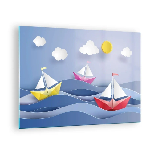 Quadro su vetro - Oh, quanto è bello dondolarsi tra le onde - 70x50cm - Come è bello dondolare tra le onde - Decorazione murale moderna per soggiorno e camera da letto ARTTOR