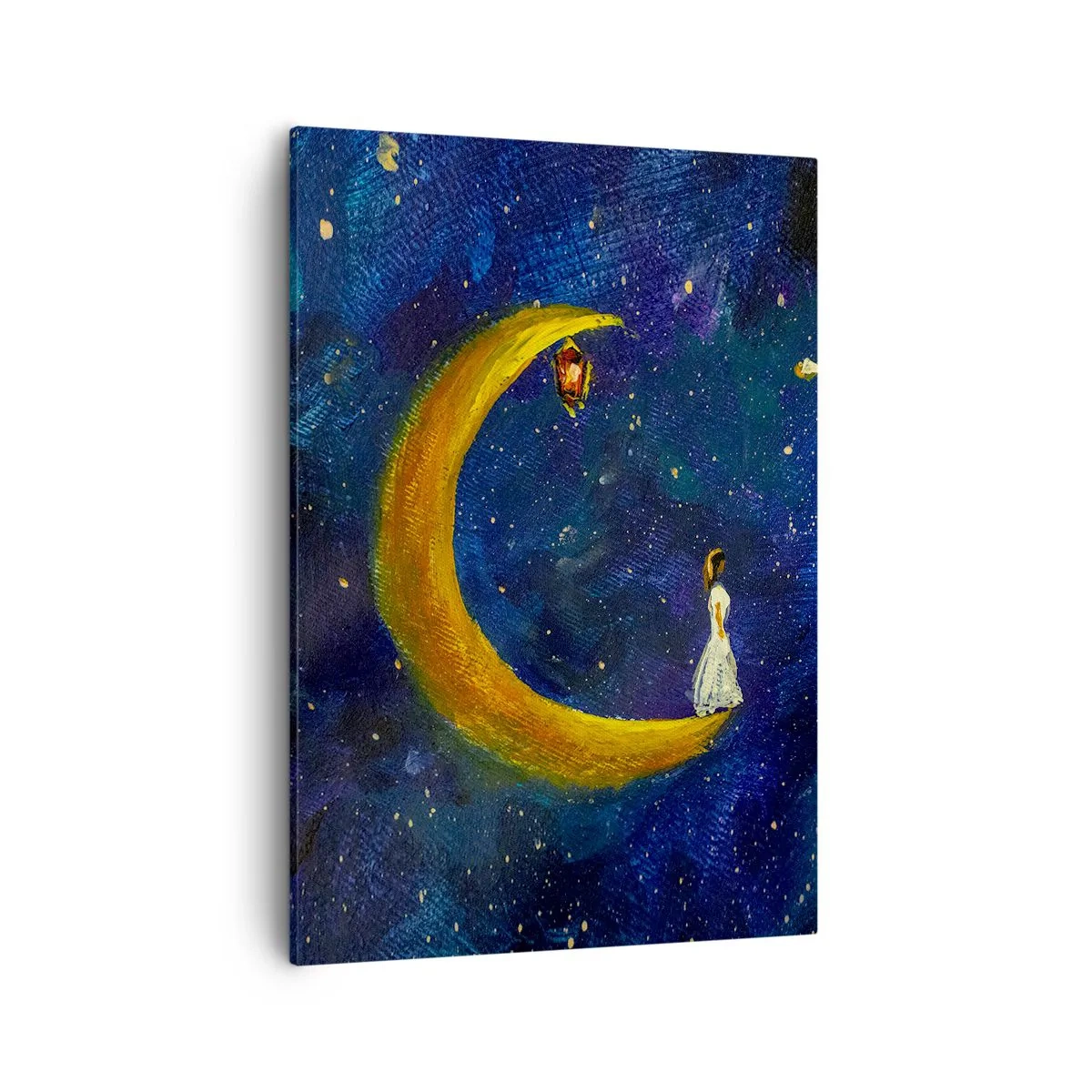 Quadro su tela - Stampe su Tela - Una ragazza in piedi sulla luna in un cielo stellato - 50x70cm - Il richiamo del mondo - Decorazione murale moderna per soggiorno e camera da letto ARTTOR