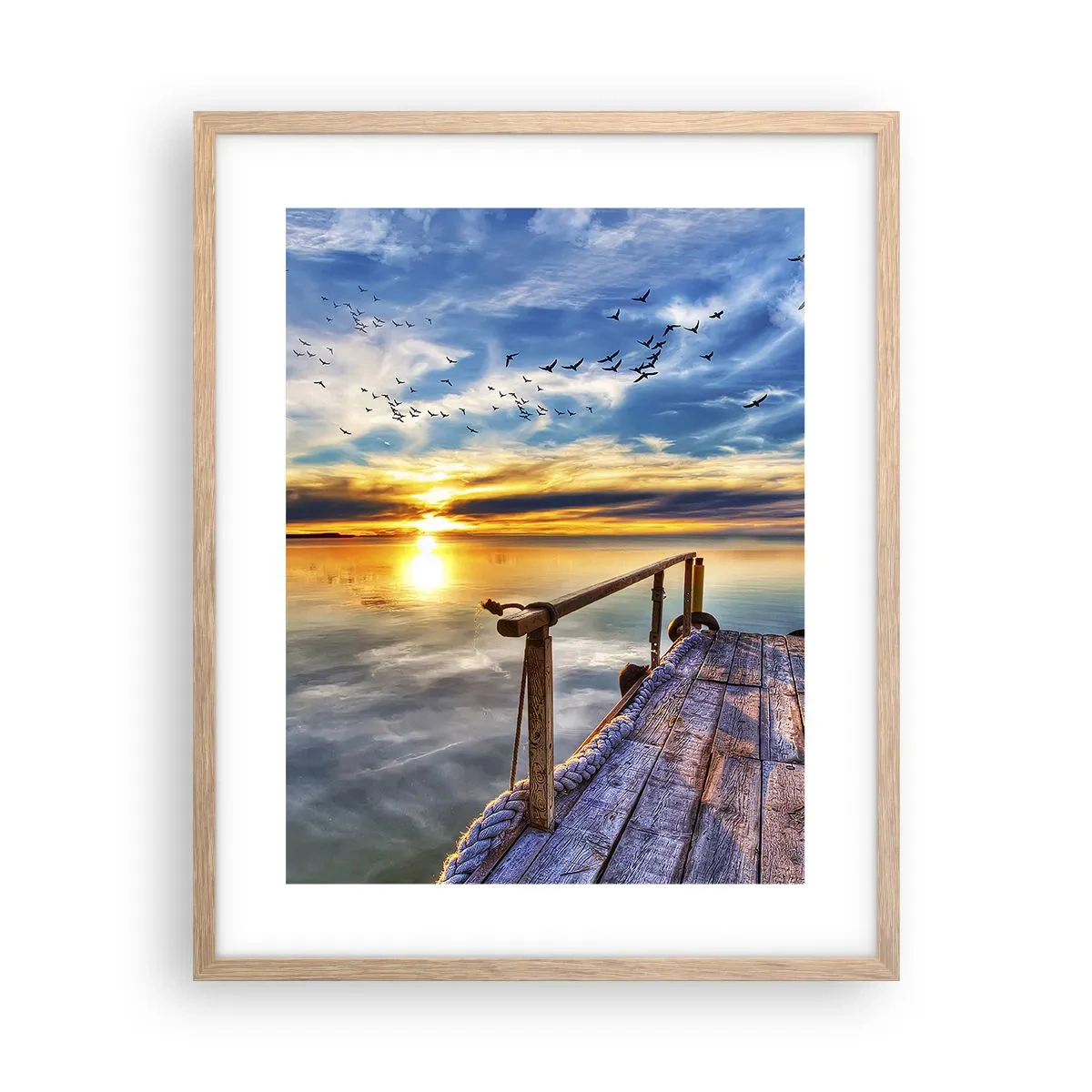 Poster in cornice rovere chiaro - Il vento è andato a dormire - 40x50 cm