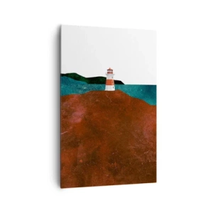 Quadro su tela - Stampe su Tela - Un faro sullo sfondo delle montagne e del mare - 80x120cm - Contemplando il mare - Decorazione murale moderna per soggiorno e camera da letto ARTTOR