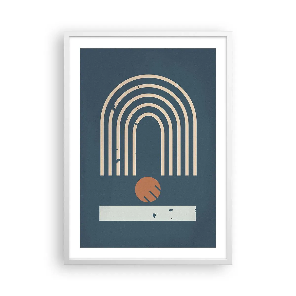 Poster in cornice bianca - Geometria in blu - 50x70 cm