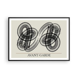 Poster in cornice nera - Linee nere astratte su sfondo chiaro in stile avanguardista. - 100x70cm - In tutta spontaneità - Decorazione murale moderna per soggiorno e camera da letto ARTTOR