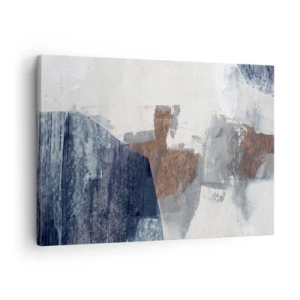 Quadro su tela - Stampe su Tela - Forme astratte nelle tonalità del blu e del marrone - 70x50cm - Forme blu e marroni - Decorazione murale moderna per soggiorno e camera da letto ARTTOR