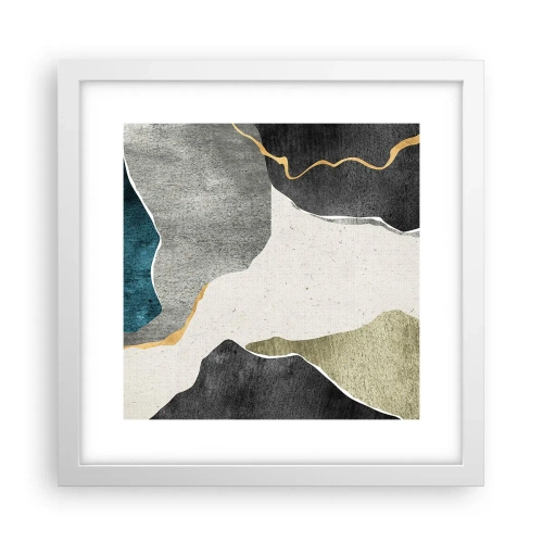 Poster in cornice bianca - Composizione mosaico con filo d'oro - 30x30 cm