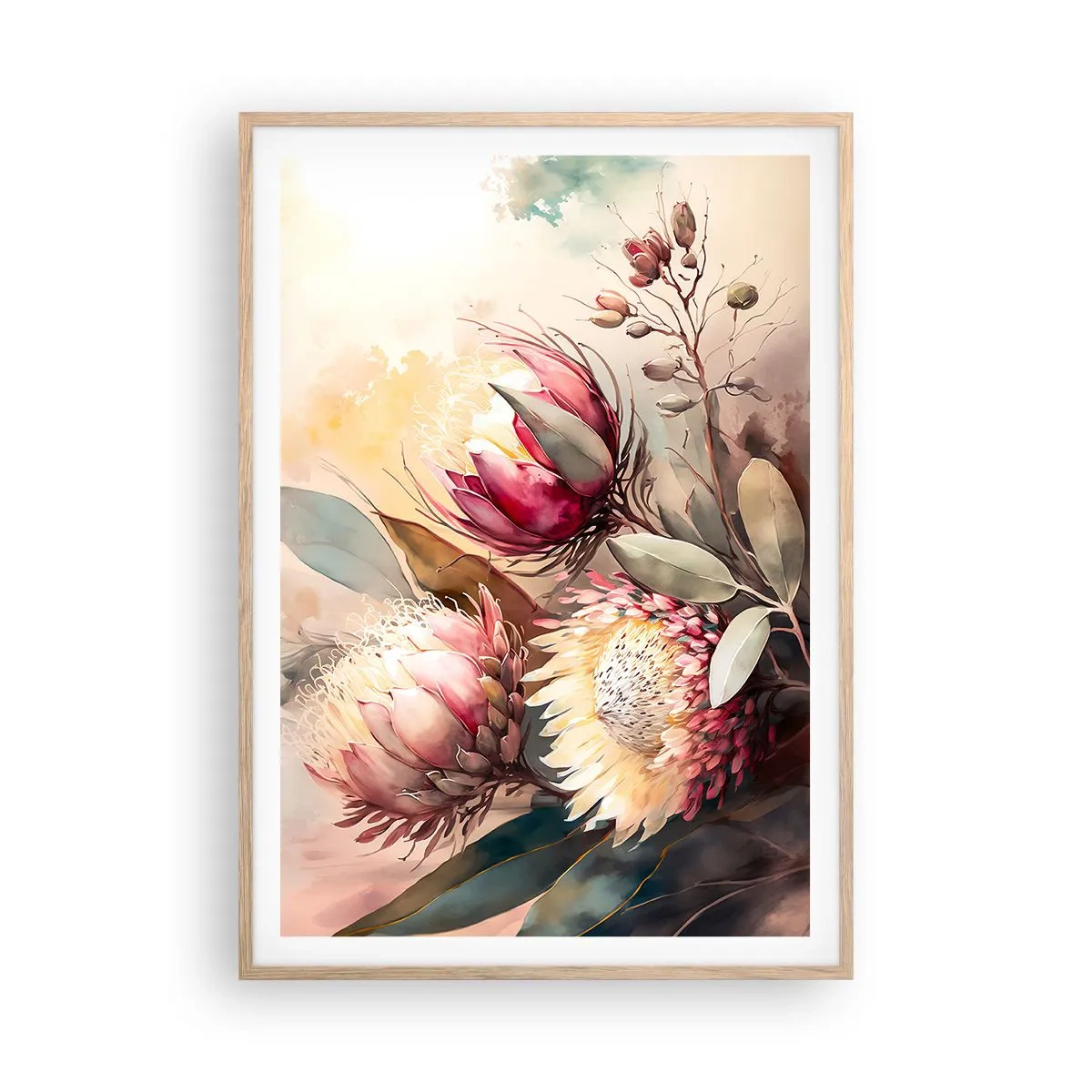 Poster in cornice rovere chiaro - Di profilo e di fronte - 70x100 cm