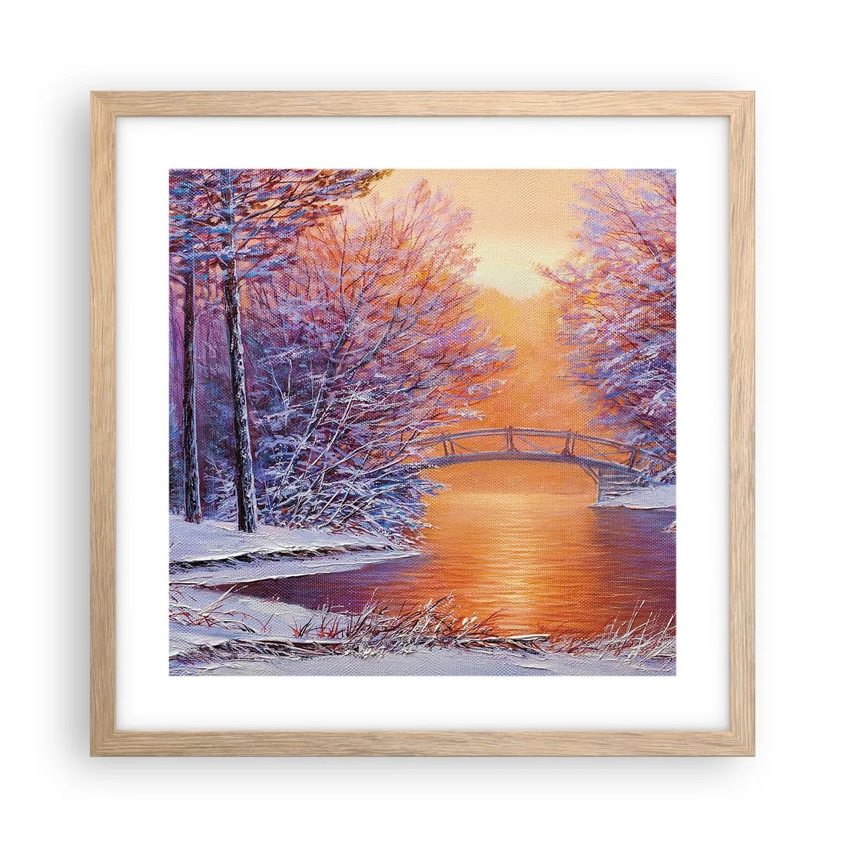 Poster in cornice rovere chiaro - Incontriamoci qui - 40x40 cm