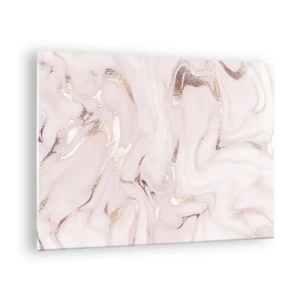 Quadro su vetro - Motivo astratto in marmo color oro rosa - 70x50cm - Nella follia rosa - Decorazione murale moderna per soggiorno e camera da letto ARTTOR