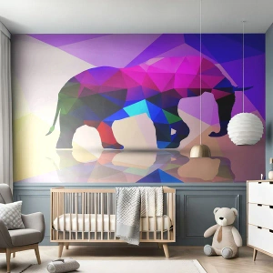 Fotomurale su misura Premium Sand - Il dinosauro di cristallo - Animali, Elefante, Figura geometrica