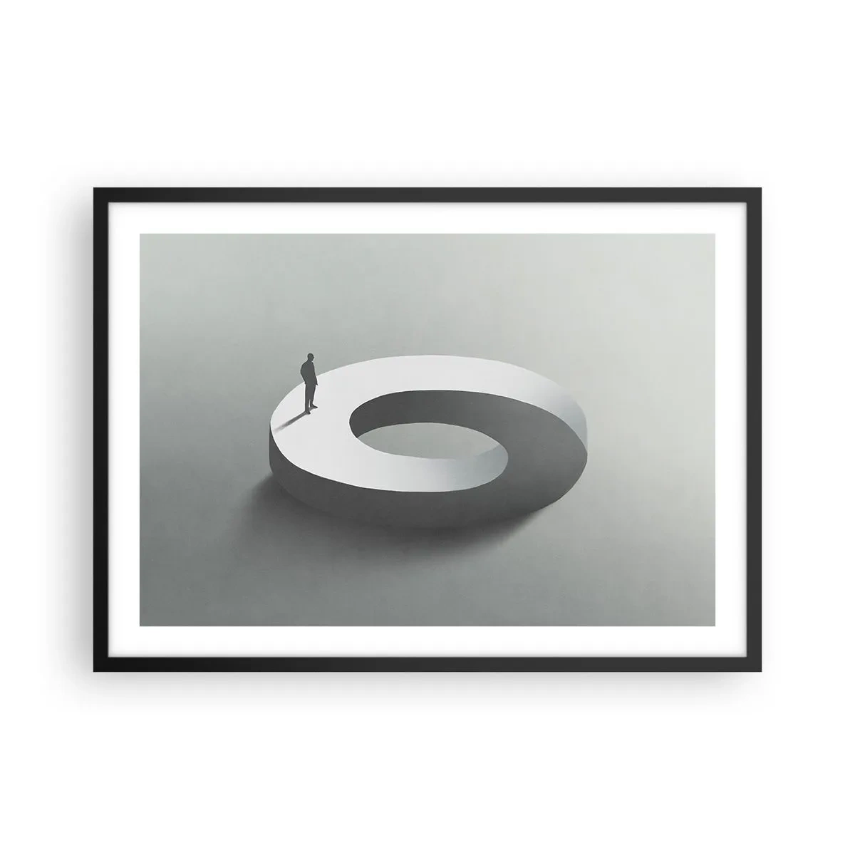 Poster in cornice nera - Un uomo su una struttura grigia e astratta - 70x50cm - Prova a cavartela - Decorazione murale moderna per soggiorno e camera da letto ARTTOR