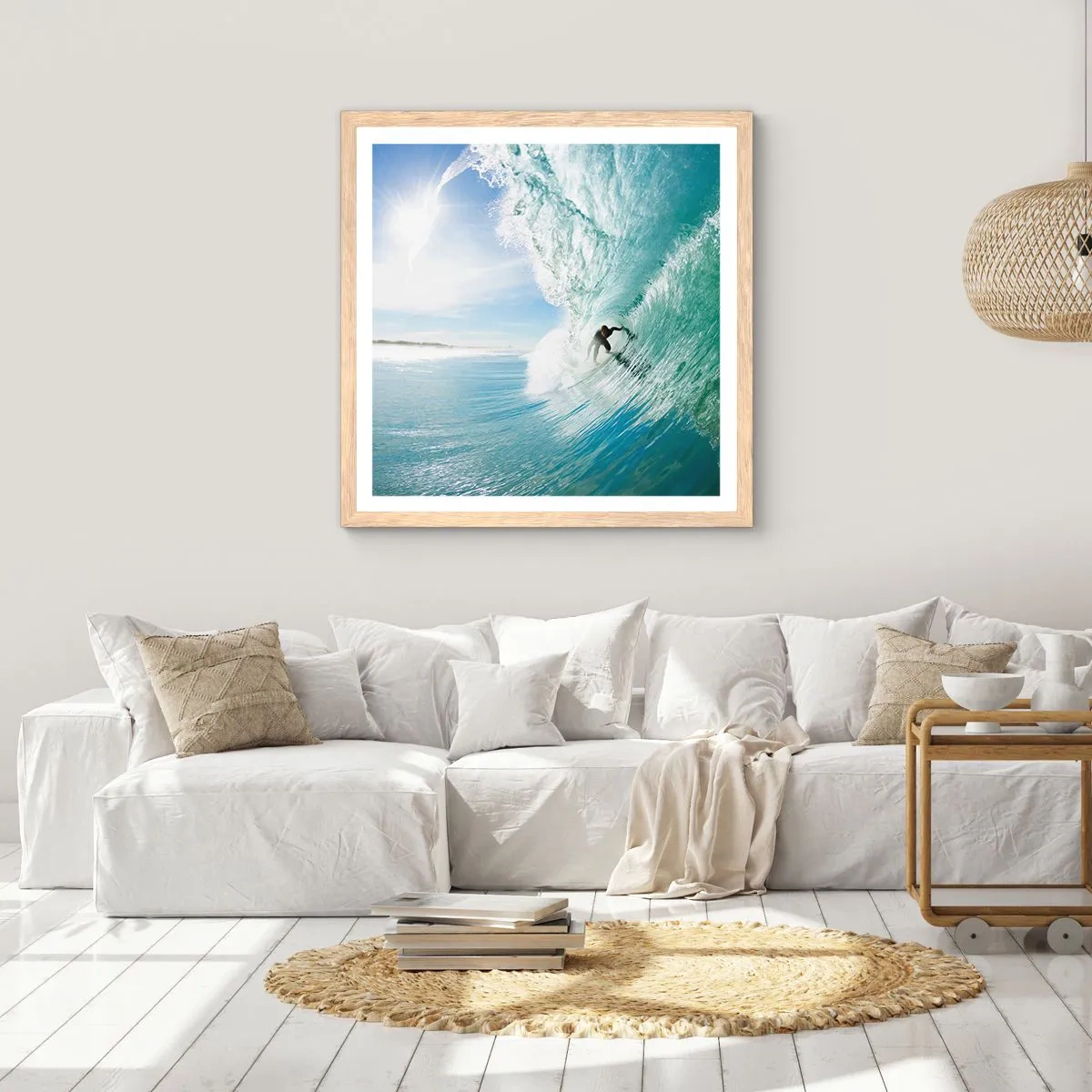 Poster in cornice rovere chiaro - Sempre sull'onda - 60x60 cm