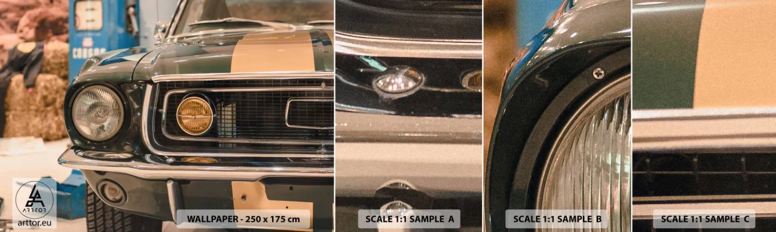 Campione di Fotomurale Adesivo Deluxe Sticker - Incontro con la leggenda - Auto, Settore automobilistico, Vecchia scuola - 100x30 cm