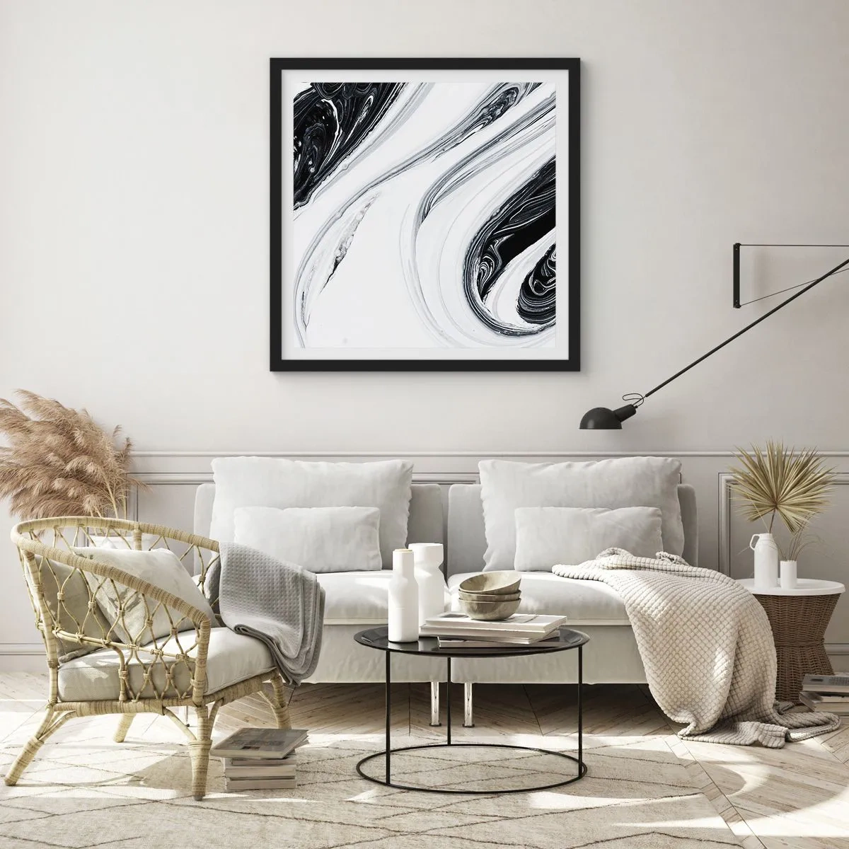 Poster in cornice nera - L'unione degli opposti - 50x50 cm