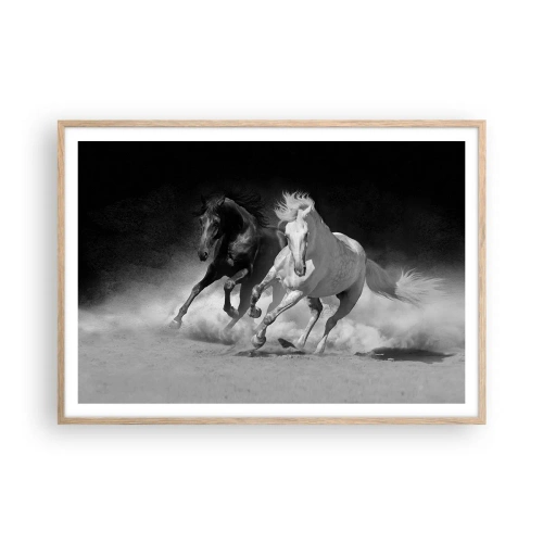 Poster in cornice rovere chiaro - Il galoppo della libertà - 100x70 cm