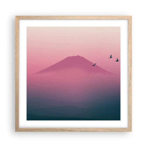 Poster in cornice rovere chiaro - Viandanti sopra le nuvole - 50x50 cm