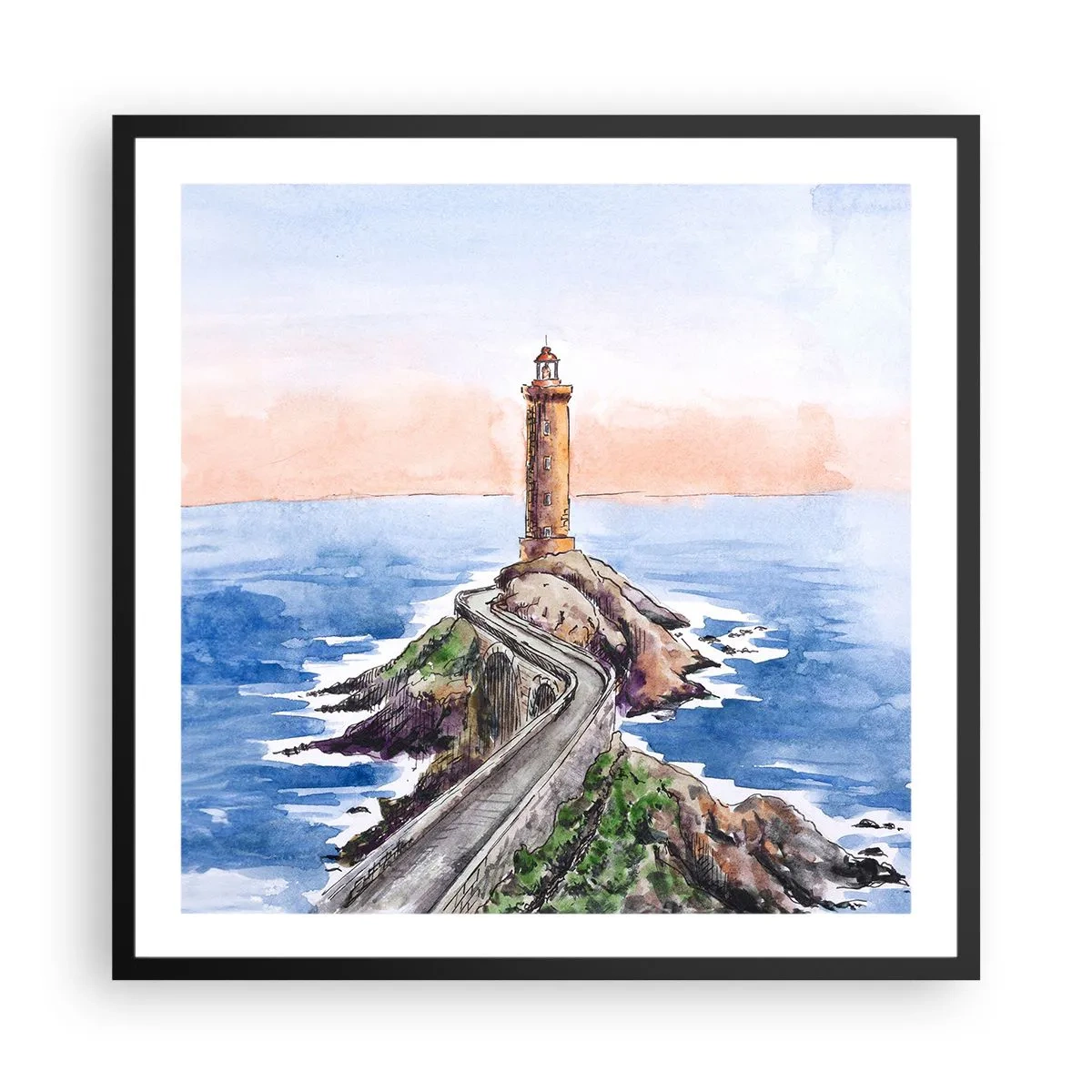 Poster in cornice nera - Rivolto verso il mare - 60x60 cm