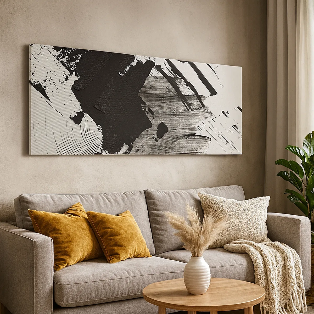 Quadro su tela - Stampe su Tela - Astrazione: espressione di nero - 30x30 cm