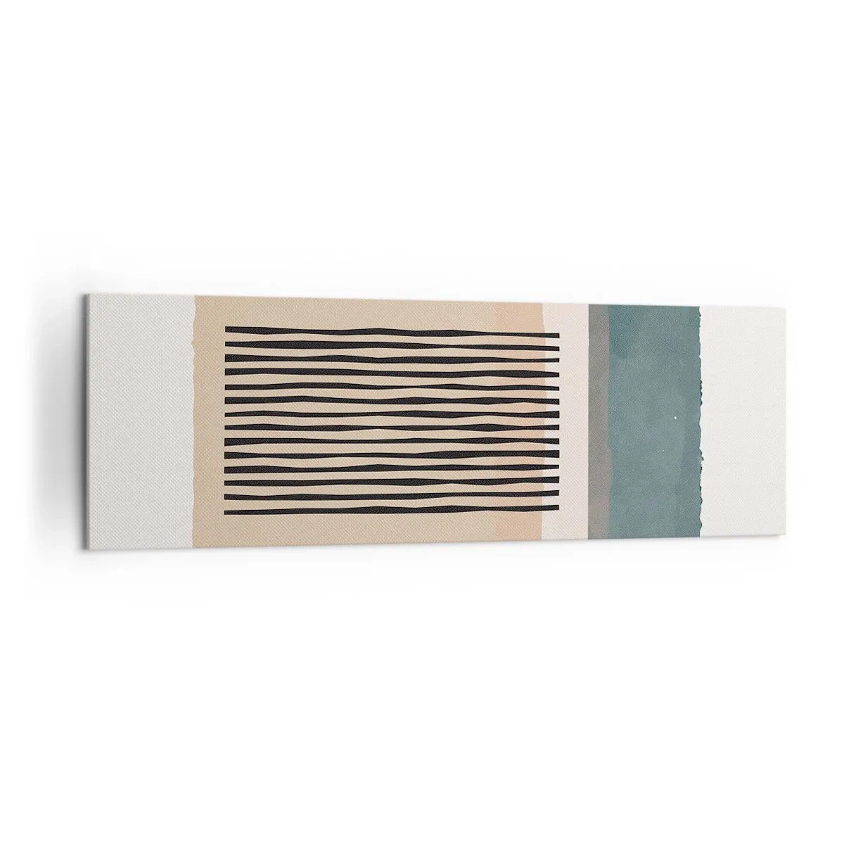 Quadro su tela - Stampe su Tela - Forme geometriche minimaliste nelle tonalità del beige e del verde - 160x50cm - Tutto a posto - Decorazione murale moderna per soggiorno e camera da letto ARTTOR