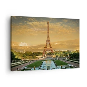 Quadro su tela - Stampe su Tela - La Torre Eiffel a Parigi al tramonto - 70x50cm - La regina di Parigi - Decorazione murale moderna per soggiorno e camera da letto ARTTOR